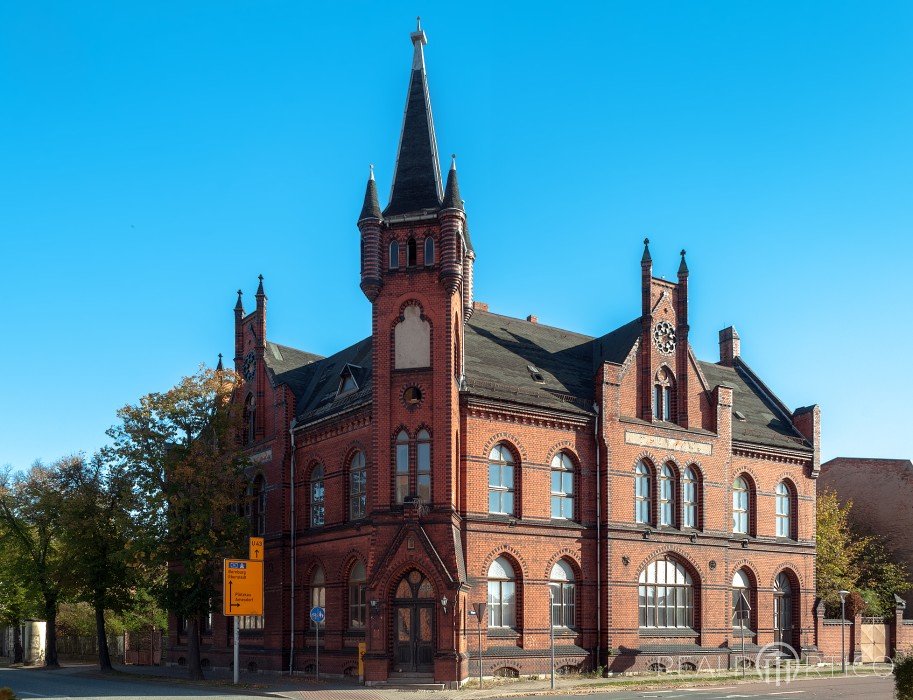 Historic Postal Building in Güsten, built in Neo-Gothic style, Güsten